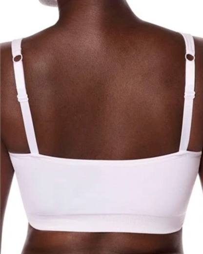 Image of the Amoena post surgery bra, Emilia,  an adjustable strap bra with bilateral pockets for prosthesis, front zip closure, and integrated mesh panels. This bra provides comfort and support during the transitional period before regular underwear. It is suitable for breast surgeries like reconstruction, reduction, augmentation, and mastectomy. The garment also features a hook and loop fastener flap for compression belt attachment. Experience gentle support with the Amoena Emilia post surgery bra 